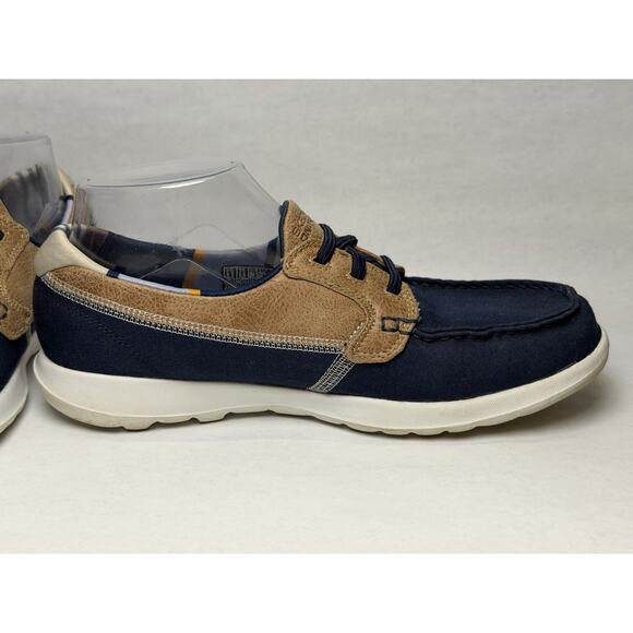 Skechers Go Walk Lite Boat Shoes Womens Shoes Size 6.5 Dark Blue Tan Air Cooled - Picture 6 of 11